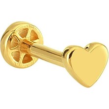Altın Köşe Kalp Altın Tragus Piercing 14 Ayar Sarı