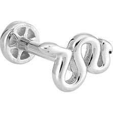 Altın Köşe Yılan Altın Tragus Piercing 14 Ayar Beyaz