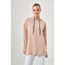 Mizalle Incili Bej Sweatshirt