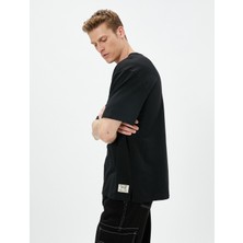 Koton Basic Tişört Bisiklet Yaka Etiket Baskı Detaylı Pamuklu