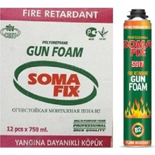 Somafix 750 ml - 900 Gr B2 Tabancalı Yangına Dayanıklı Poliüretan Köpük Tam Gramajlı Isı Önleyici Izolasyon Dolgu Pembe Pu Köpük