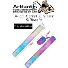 Artlantis Kırılmaz Cetvel 30 cm Silikonlu Gökkuşağı 1 Adet Flexible Silikonlu Cetvel Büro Okul Sınıf