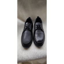 Çiğdem Kundura Çiğdem Siyah Gerçek Deri Kalın Taban Erkek Ayakkabı (GSO1217) - Siyah - 42 - ST02659-13512