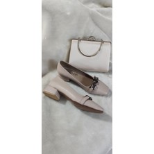 Çiğdem Kundura Çiğdem Ten Zincir Tokalı  Kalın Ökçe Kadın Ayakkabı (Bhdr A4A) - Ten - 37 - ST02601-13180