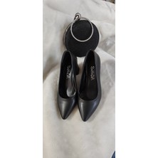 Çiğdem Kundura Çiğdem Siyah Sivri Burun Kalın Ökçe Kadın Ayakkabı (Bhdr A7) - Siyah - 37 - ST02592-13131