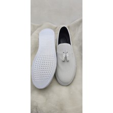 Çiğdem Kundura Çiğdem Gerçek Deri Beyaz Önü Püsküllü Erkek Ayakkabı - Beyaz - 42 - ST02558-12932