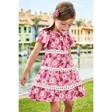 Mayoral 2-9 Yaş Kız Çocuk Desenli Elbise Pembe