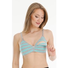 Parlingerie  Kapsız Emzirme Sütyeni Çizgili Mint-Gri