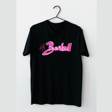 Mor Mürekkep Hi Barbie Yazı Tasarım Baskılı Kadın Tshirt