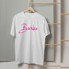 Mor Mürekkep Barbie El Yazı Tasarım Baskılı Kadın Tshirt