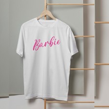 Mor Mürekkep Barbie Açılı Yazı Tasarım Baskılı Kadın Tshirt
