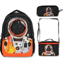 Famebag Famebag-Ümit Çanta Lisanslı Erkek Astronot Okul Sırt Çantası -Beslenme ve Kalemlik Çantası Seti