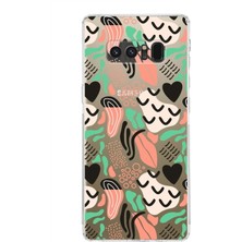 Printify Samsung Galaxy Note 8 Uyumlu Kamera Korumalı Kapak Memphis Desen Tasarımlı Şeffaf Kılıf