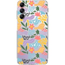 Printify Samsung Galaxy M14 Uyumlu Kamera Korumalı Kapak Memphis Desen Tasarımlı Şeffaf Kılıf