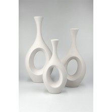 Orion 3lü Vazo Set | Seramik Bisküvi (Ham Ürün)