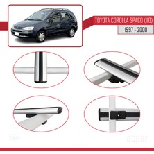 Acpar Toyota Corolla Spacio (E110) 1997-2000 Arası ile Uyumlu Basıc Model Ara Atkı Tavan Barı Gri