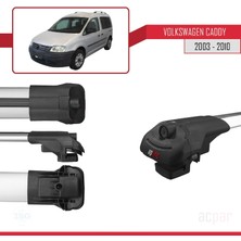 Acpar Volkswagen Caddy 2003-2010 Arası ile Uyumlu Ace-1 Ara Atkı Tavan Barı Gri 4 Adet Bar