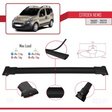 Acpar Citroen Nemo 2007 ve Sonrası ile Uyumlu Fly Model Ara Atkı Tavan Barı Siyah 4 Adet Bar