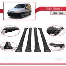 Acpar Citroen Berlingo 1996-2003 Arası ile Uyumlu Fly Model Ara Atkı Tavan Barı Siyah 4 Adet Bar