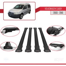 Acpar Volkswagen Caddy 2003-2010 Arası ile Uyumlu Fly Model Ara Atkı Tavan Barı Siyah 4 Adet Bar