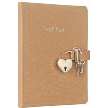 Victoria's Journals Hush Hush Kilitli Pastel Defter 80GR. 160 Yp.çizg. Bej