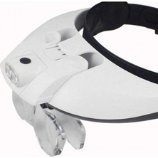 Leidory 81001-G Işıklı Büyüteçli Gözlük 5 Farklı Mercek Kafa Büyütec