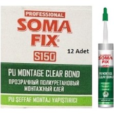 Somafix 310 ml Şeffaf Pu Montaj Şok Bond Yapıştırıcısı Dolap Toplama Clear U Bond Silikonu