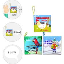 Alithestereo LISINYA247 3 Kitap  Ingilizce Kışlık Giysiler , Uçan ve Çiftlik Hayvanları Kumaş Sessiz Kitap Alithestereo