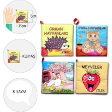 Alithestereo LISINYA247 4 Kitap  Meyveler , Çiftlik , Orman ve Evcil Hayvanlar Kumaş Sessiz Kitap Alithestereo