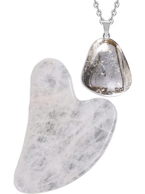 KFC Home Kristal Kuvars Taşı Gua Sha Masaj Taşı + Kolye