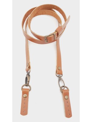 Angel Çanta Aksesuar 130X1.5 cm Taba Gerçek Deri Antik Tokalı Çanta Sapı