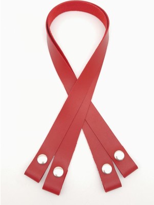 Angel Çanta Aksesuar Tek Kat Suni Deri Kırmızı Çıtçıtlı Çanta Sapı Gümüş Metalli