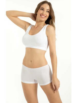 Q-En Beyaz Bambu 2'li Bayan Boxer