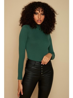 Select Moda Kadın Balıkçı Yaka Fitilli Örme Bluz