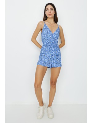 Select Moda Kadın V Yaka Askılı Tulum