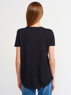 Dilvin 3471 Bisiklet Yaka Basic T-Shirt  Siyah