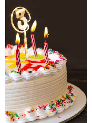 Artikel Gold 3 Yaş Yazılı Ayna Pleksi Pasta Üstü & Doğum Günü Partisi & Pleksi Pasta Süsü