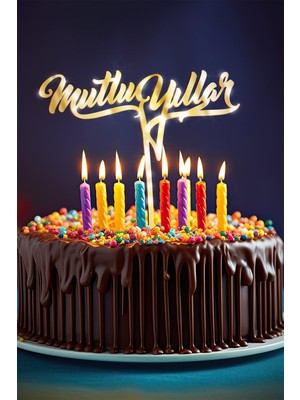 Artikel Gold Mutlu Yıllar Yazılı Ayna Pleksi Pasta Üstü & Doğum Günü Partisi & Pleksi Pasta Süsü