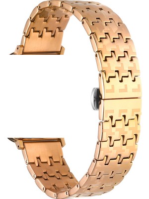 Gpack Apple Watch Se 40 mm Kordon Metal Zigzag Fit Tasarım Desenli KRD86 Bronz