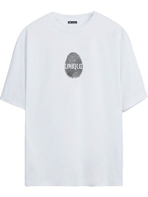 The Wert Unisex Unıque Baskılı Beyaz Oversize Tshirt