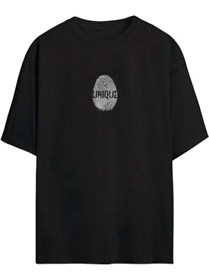The Wert Unisex Unıque Baskılı Siyah Oversize Tshirt