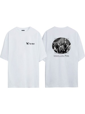 The Wert Unisex He Shall Return Baskılı Beyaz Oversize Tshirt