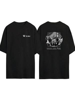 The Wert Unisex He Shall Return Baskılı Siyah Oversize Tshirt