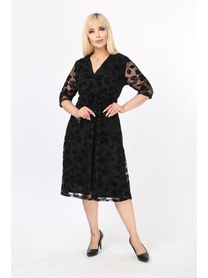 Modayız Kruvaze Yaka Büyük Beden Abiye Elbise 9A-2146