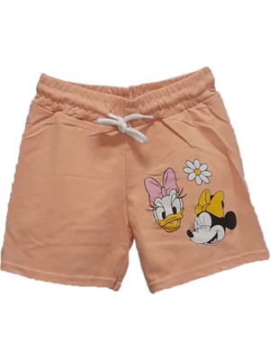 Livaliva 3460 %100 Pamulu  Kız Çocuk Baskılı Şort Takım - Lila-Somon - 7-8 Yaş