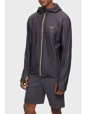 Boss Regular Fit Yansıtıcı Desenli Aktif Streç Fermuarlı Kapüşonlu Sweat Erkek Sweat 50493465 027