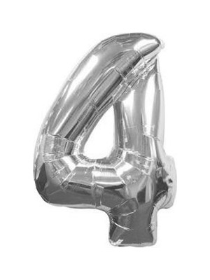 Benim Marifetlerim 4 Rakamı Gümüş Folyo Balon 40 Inch 90 cm