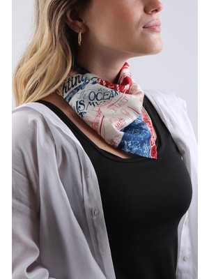 La Pescara Çok Renkli Denizci Motif Fular Bandana 55-55 cm KDNF06