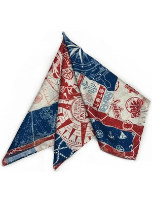 La Pescara Çok Renkli Denizci Motif Fular Bandana 55-55 cm KDNF06