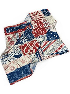 La Pescara Çok Renkli Denizci Motif Fular Bandana 55-55 cm KDNF06